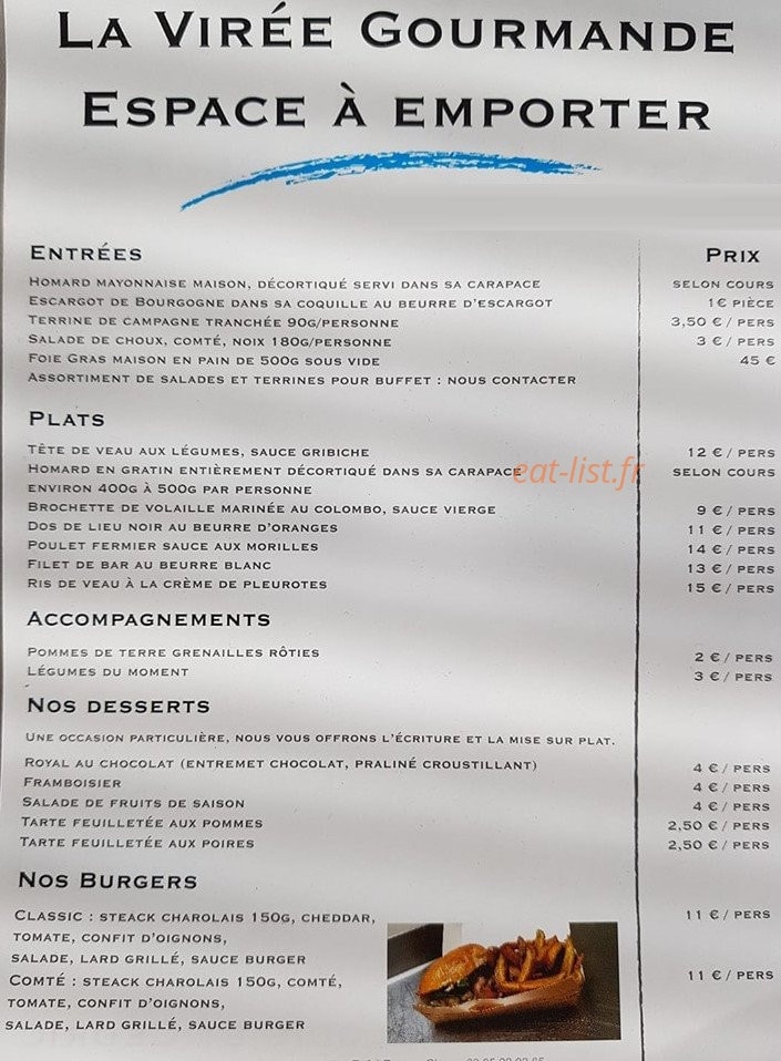 La Virée Gourmande — carte page 1