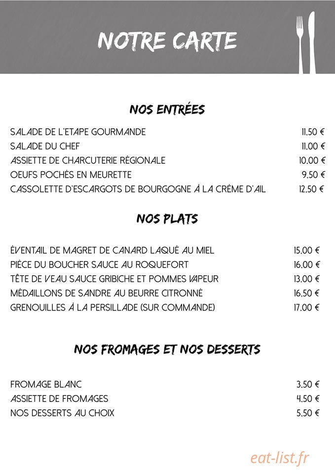 L'Etape Gourmande — carte page 1