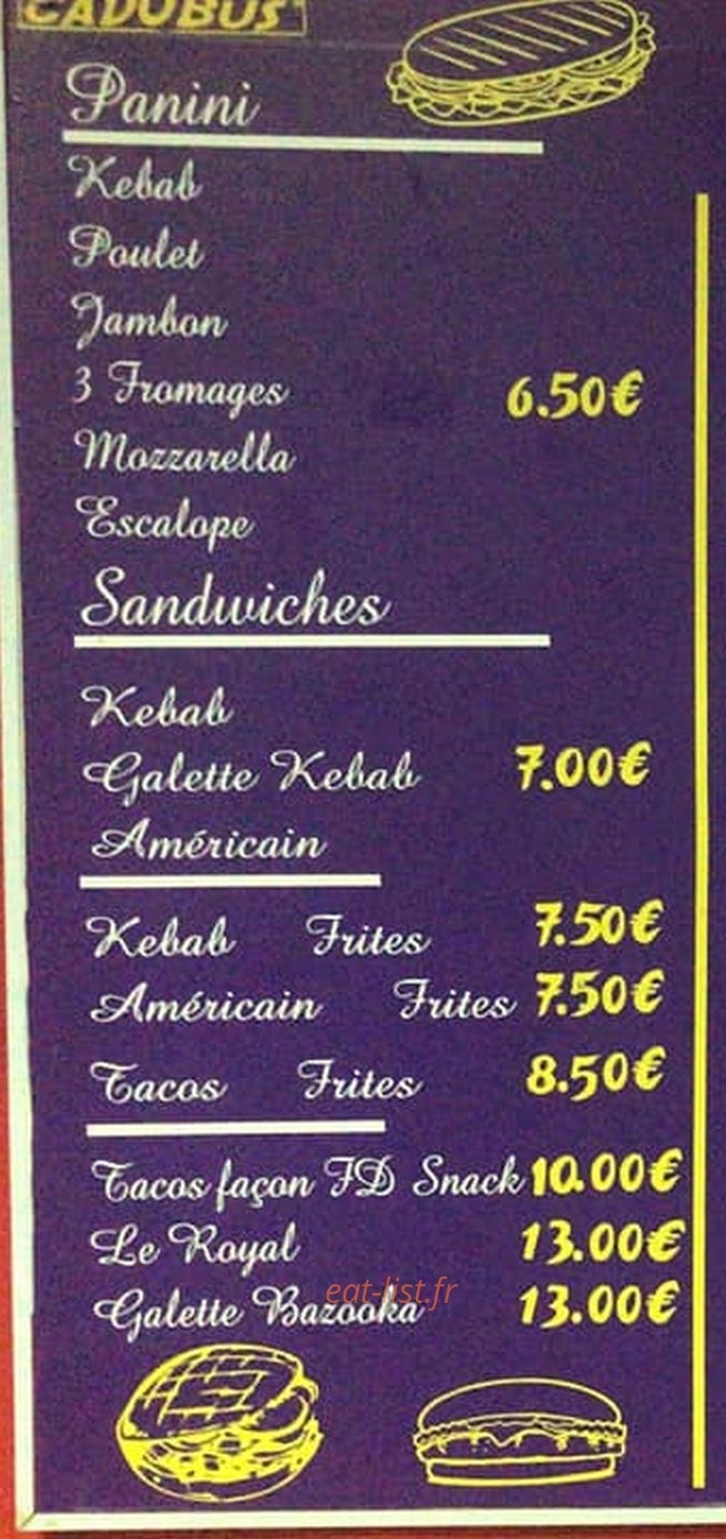 FD snack — carte page 1