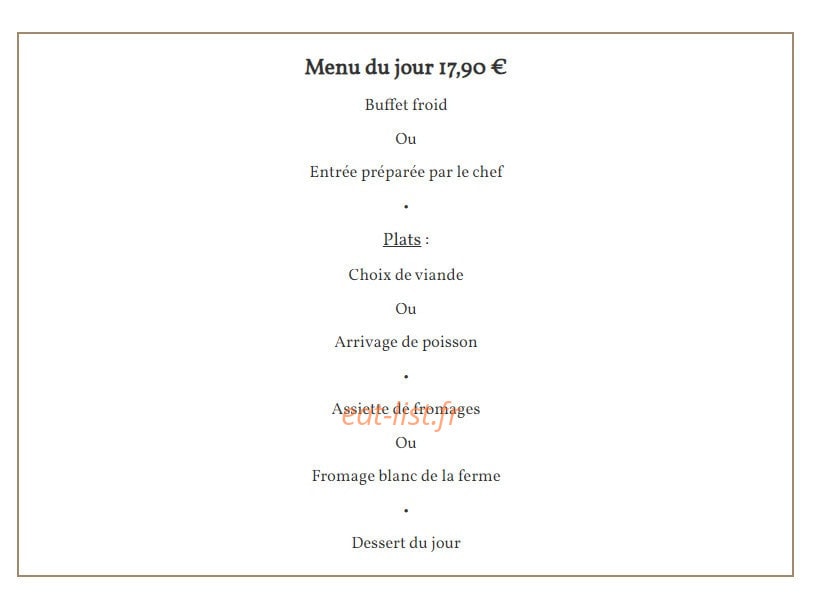 La Taverne Bressane — carte page 1