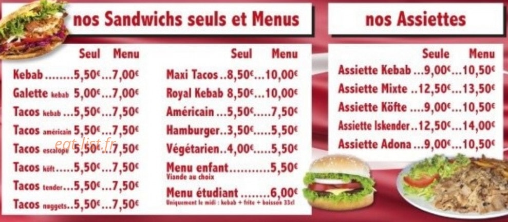 Ak Deniz Kebab — carte page 1