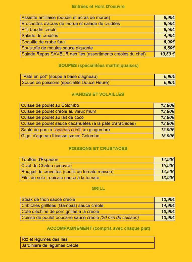 Douce Heure Antillaise — carte page 1