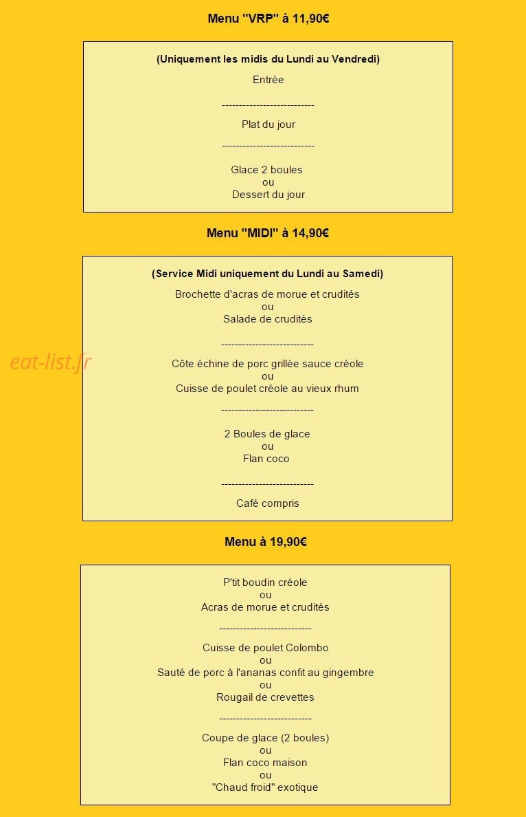 Douce Heure Antillaise — carte page 4