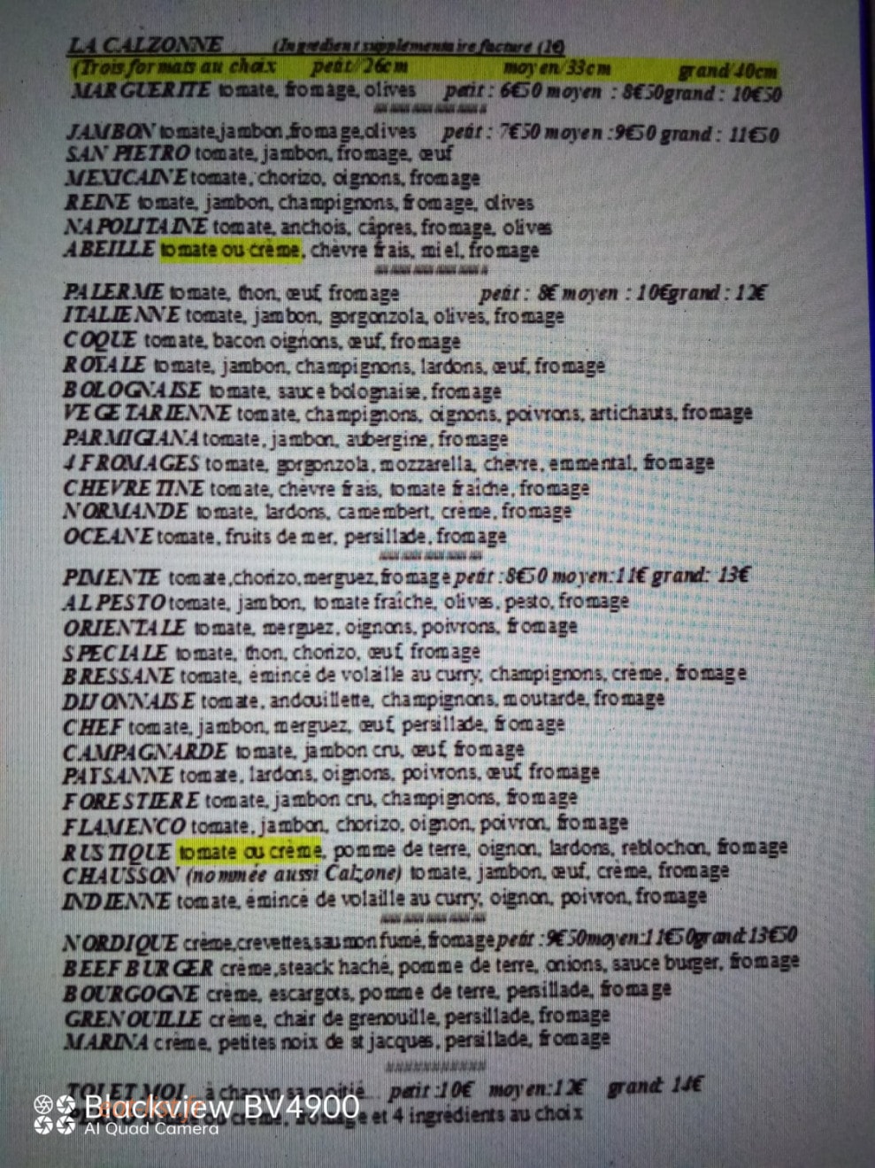 La Calzonne — carte page 1