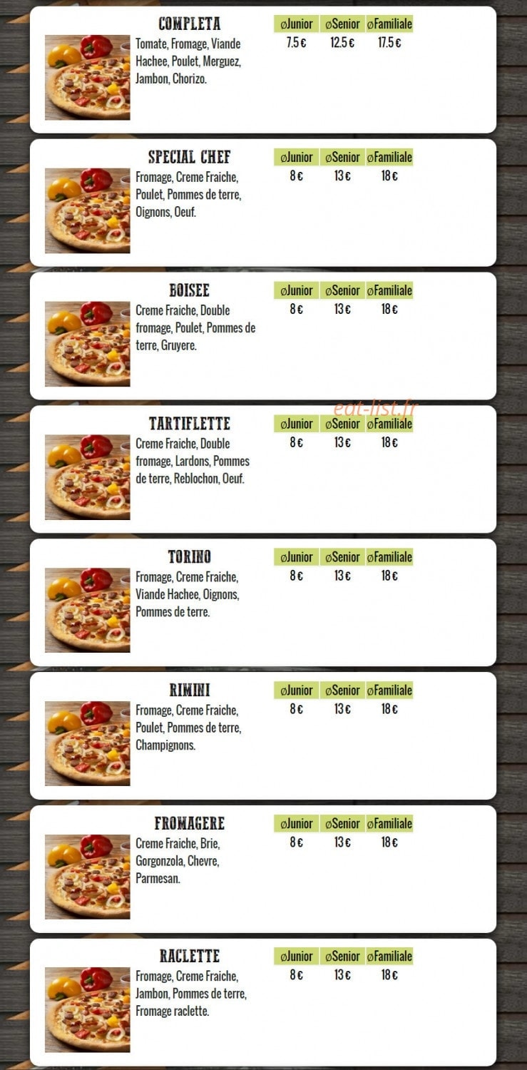 La Strada Pizza — carte page 3