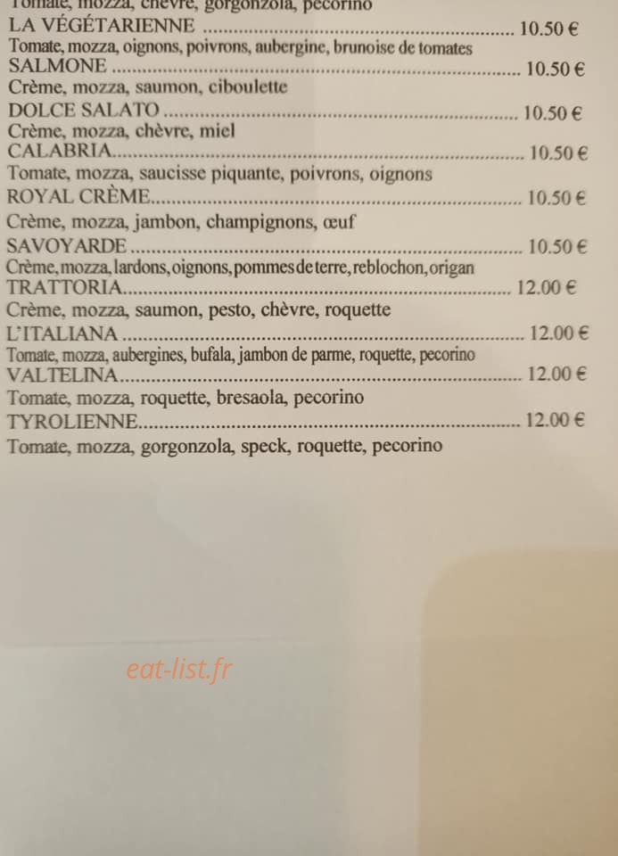 La Trattoria — carte page 3