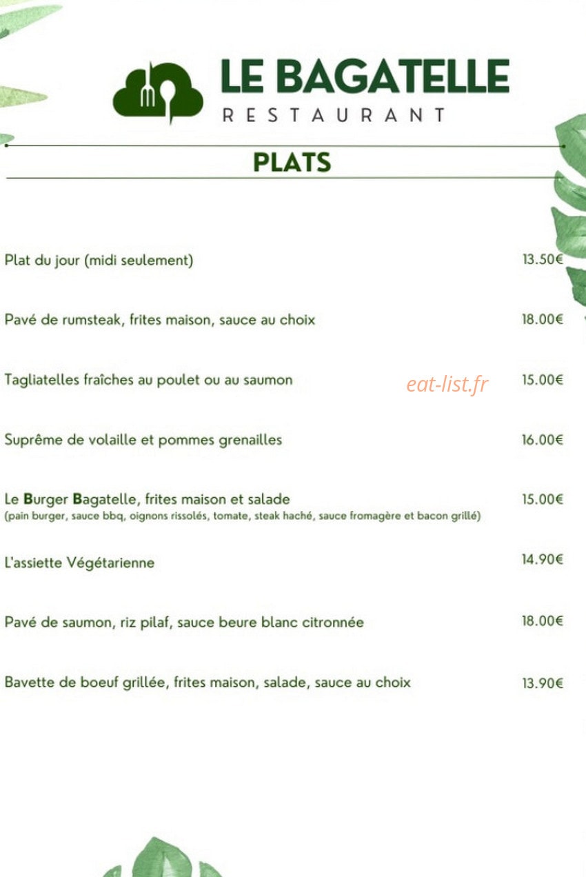 Le Bagatelle — carte page 2