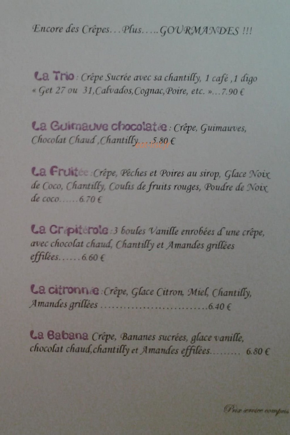 Le Rince Doigts — carte page 4