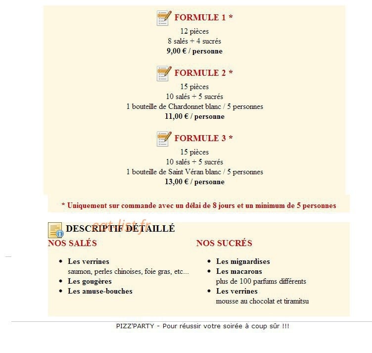 Pizz'a croquer — carte page 2