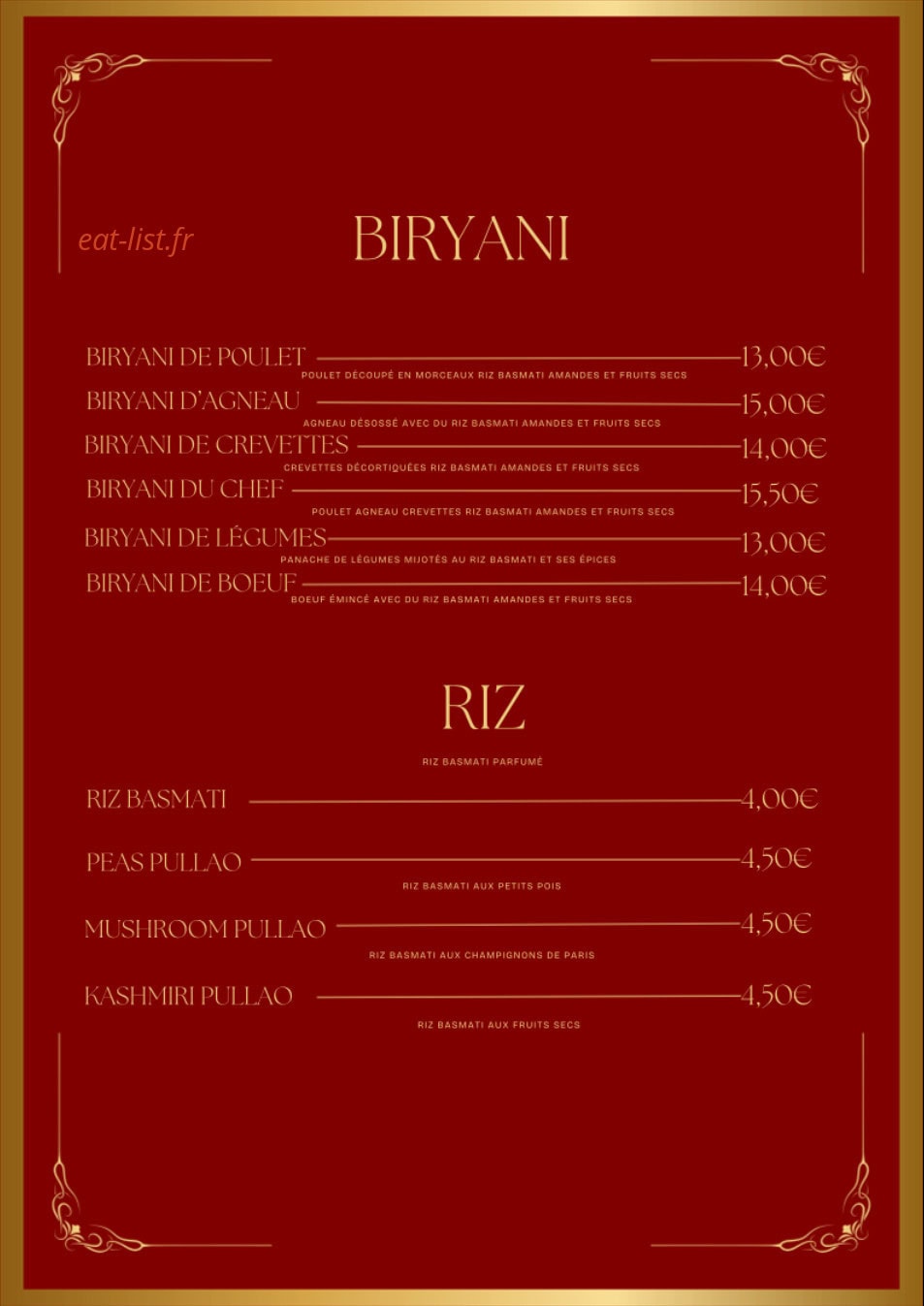 Restaurant Shahi Qila — carte page 5