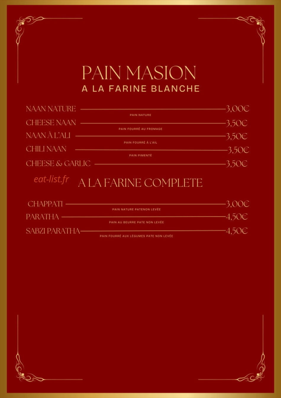 Restaurant Shahi Qila — carte page 6