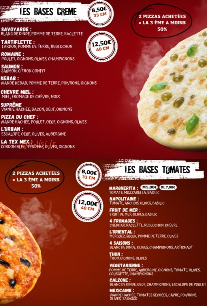 Urban Pizza — carte page 2