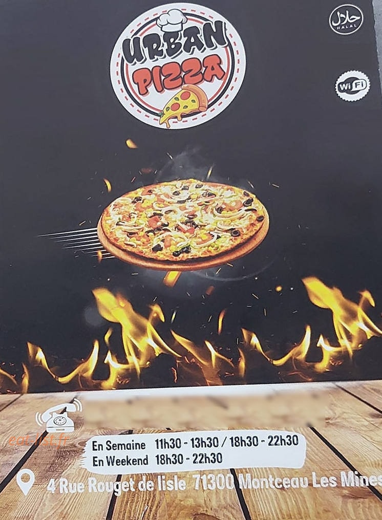 Urban Pizza — carte page 1