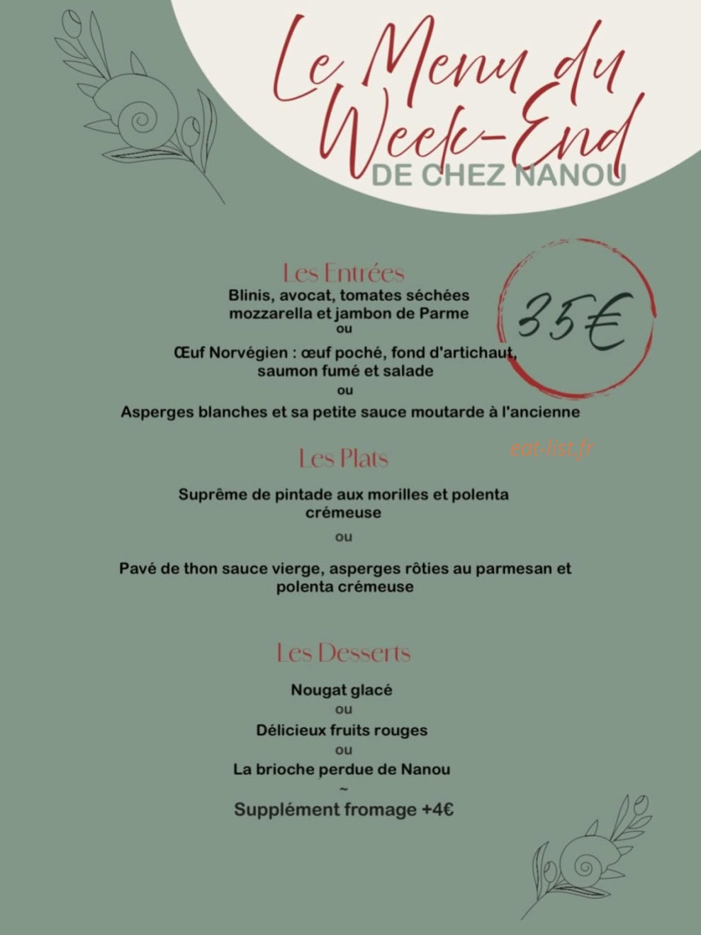 Chez Nanou — carte page 1