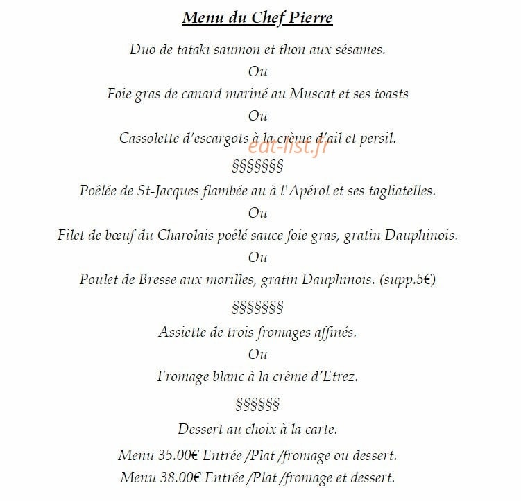 L'auberge Bressane — carte page 2
