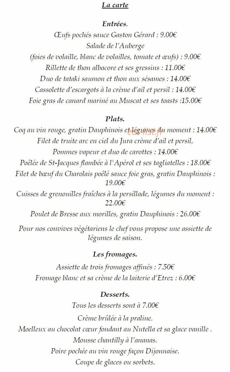 L'auberge Bressane — carte page 3