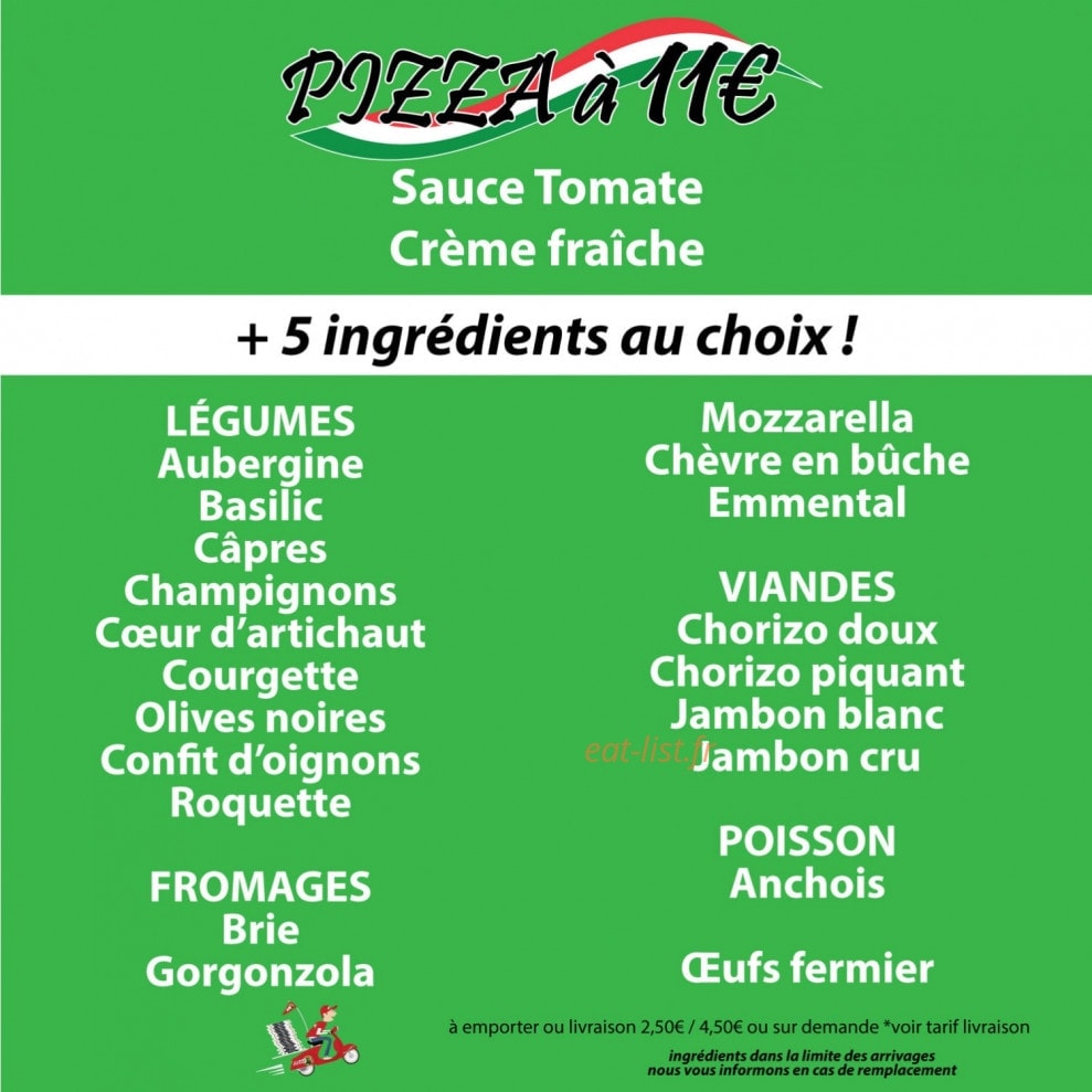 Angelo Pizza — carte page 1