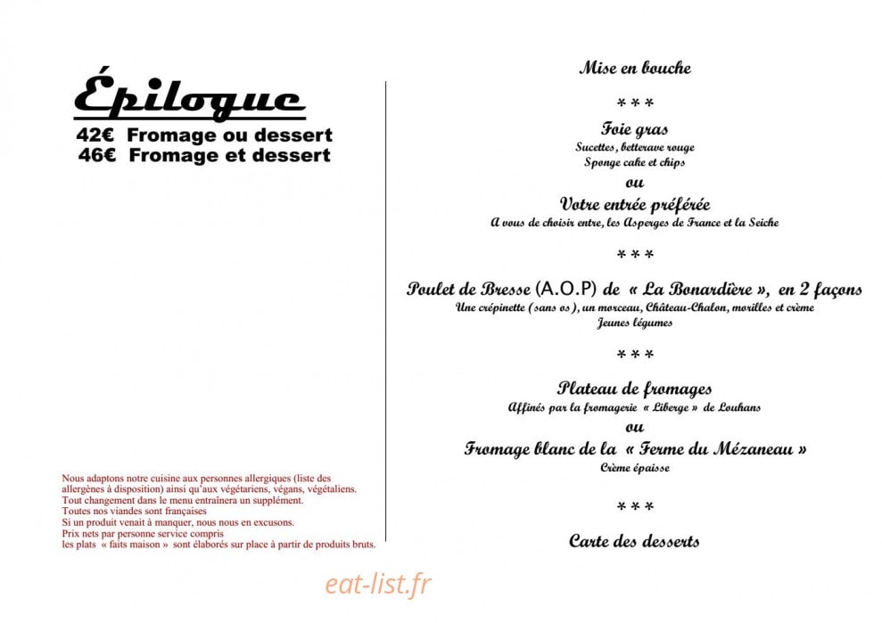 Hostellerie Bressane — carte page 3