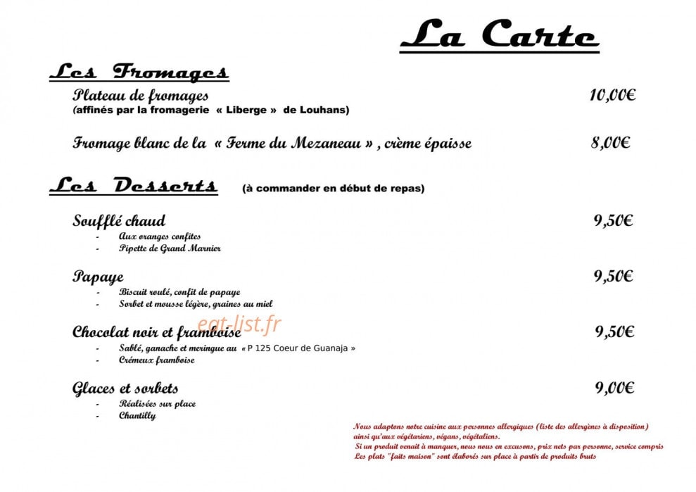 Hostellerie Bressane — carte page 5