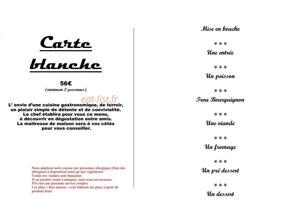 Hostellerie Bressane — carte page 7