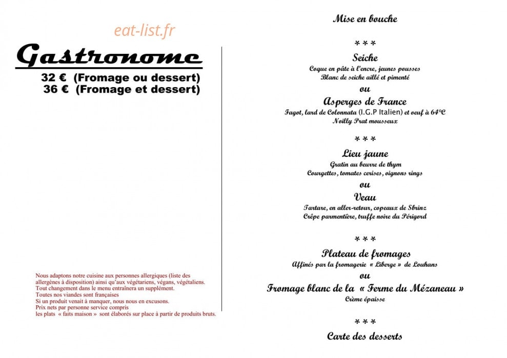 Hostellerie Bressane — carte page 6