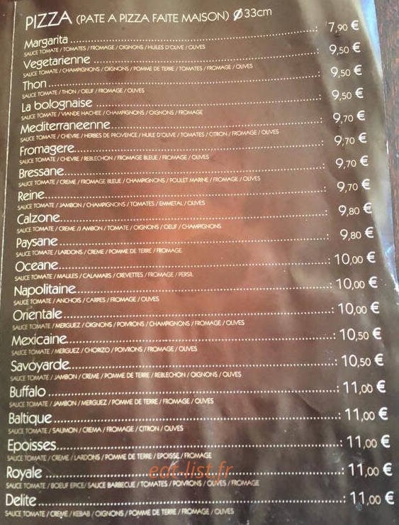 Délice Pizza — carte page 2