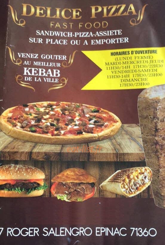 Délice Pizza — carte page 1