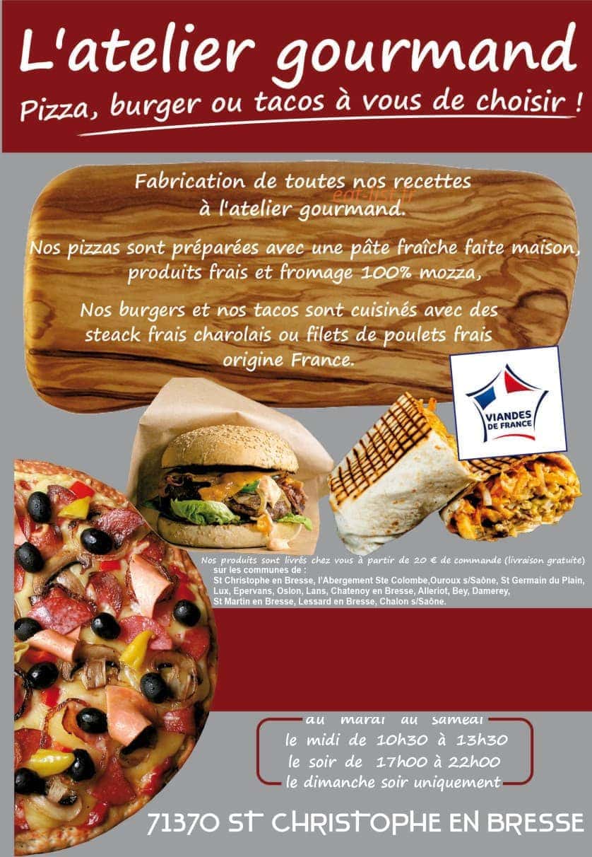 L’atelier gourmand — carte page 1