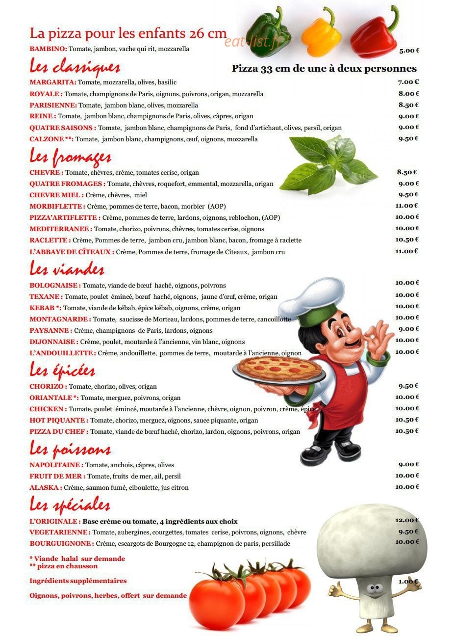 Pizza Originale — carte page 1