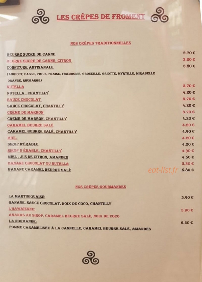 Crêperie des Remparts — carte page 2