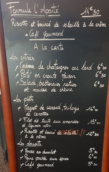 L'Aparté — carte page 1