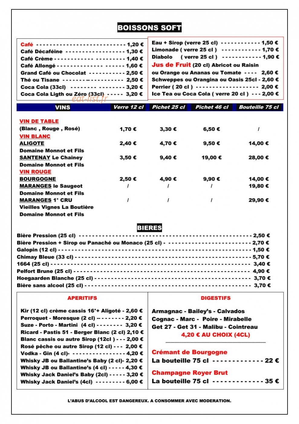 La Brasserie — carte page 2