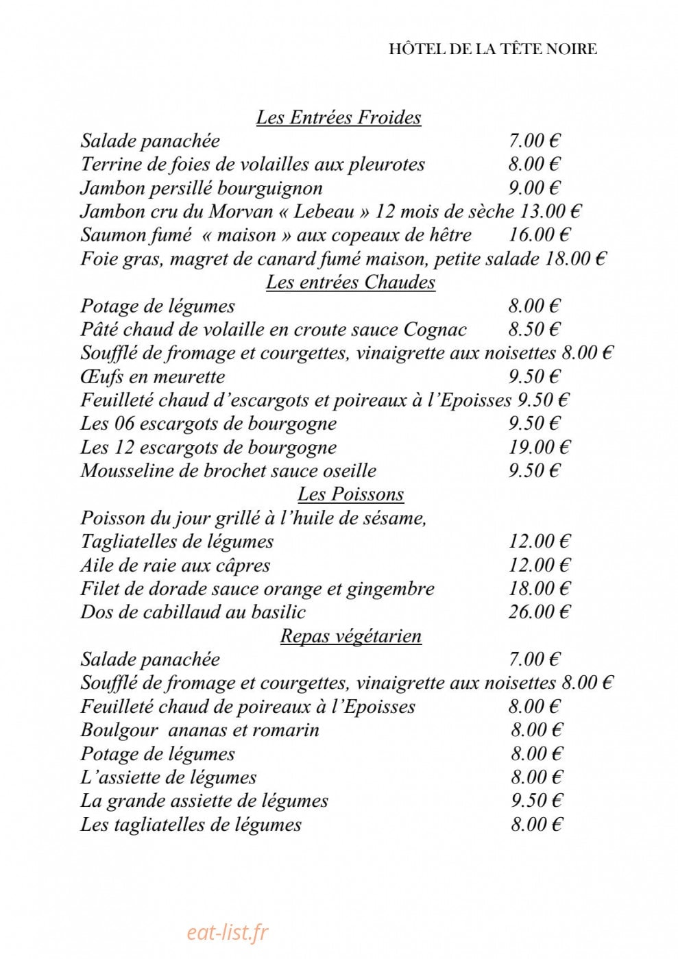 La Tete Noire — carte page 6