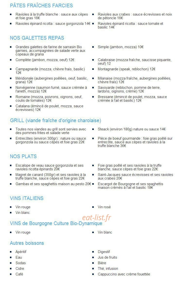 La Trattoria — carte page 3
