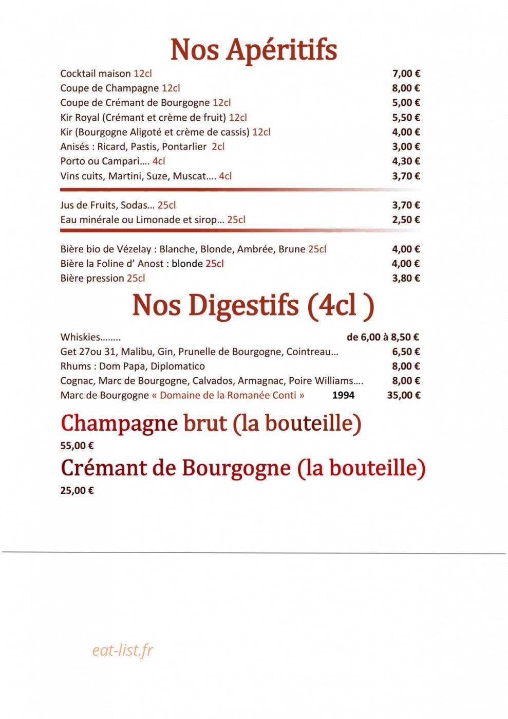 Le Chateaubriant — carte page 5