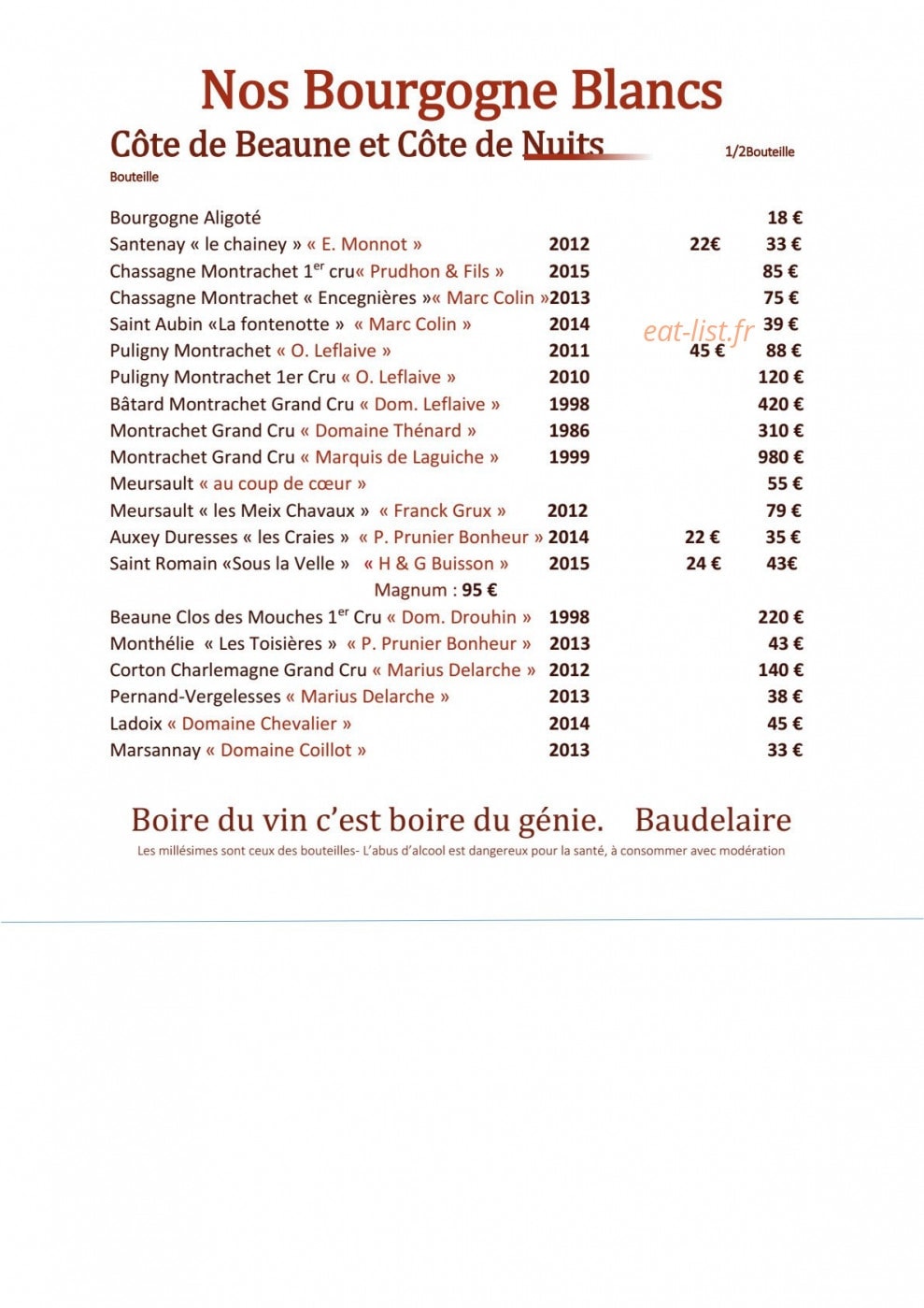 Le Chateaubriant — carte page 6