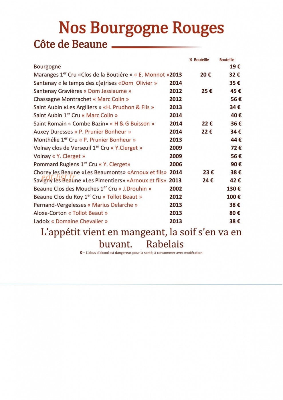 Le Chateaubriant — carte page 7