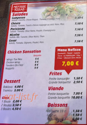 Nefisse Kebab — carte page 1