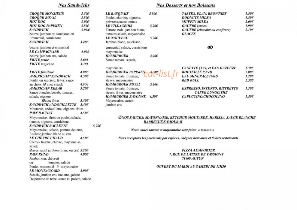Pizza à Emporter — carte page 2