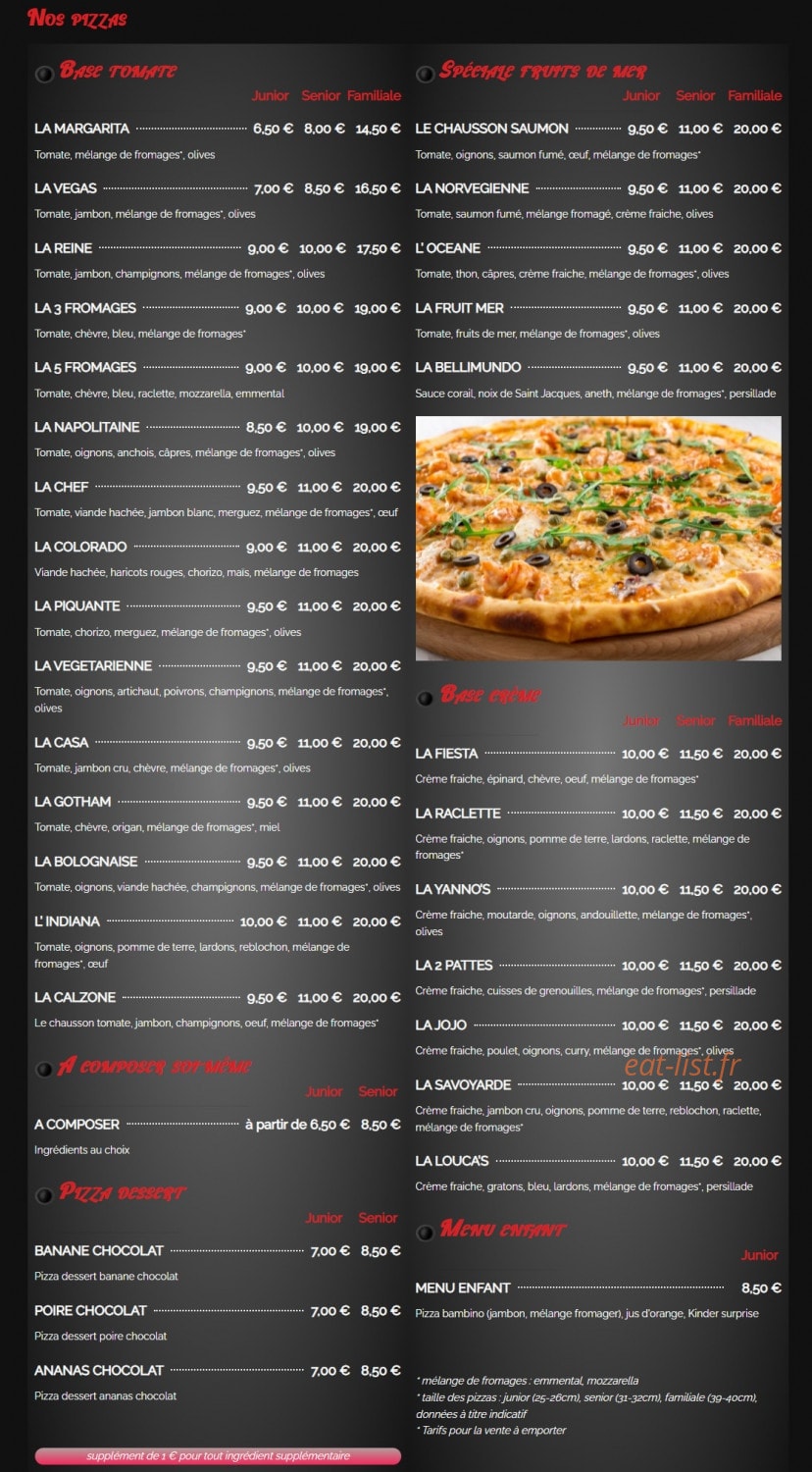 La Pizza Louca's — carte page 1