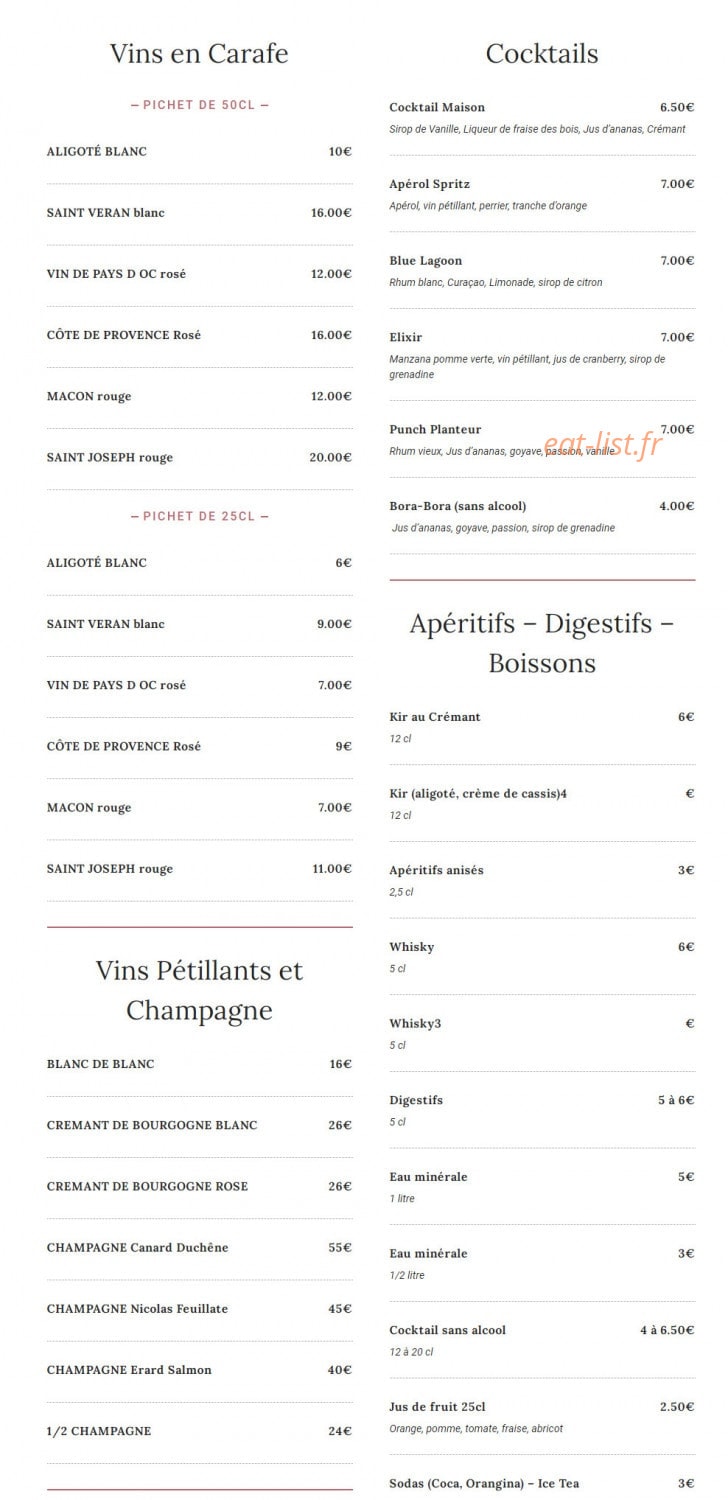 La Petite Auberge — carte page 7