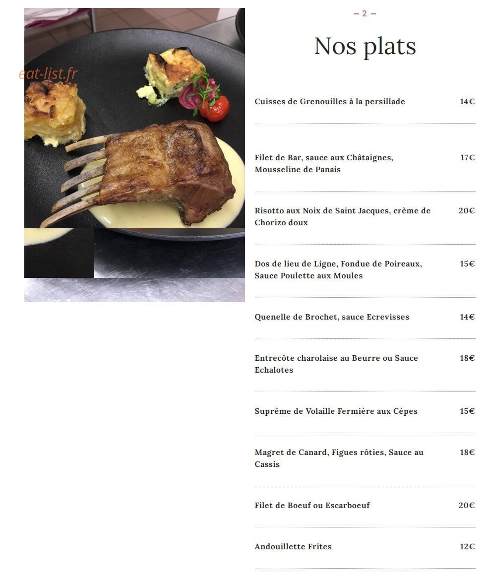 La Petite Auberge — carte page 3