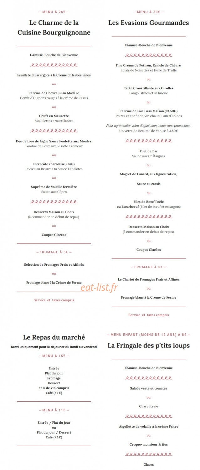 La Petite Auberge — carte page 1