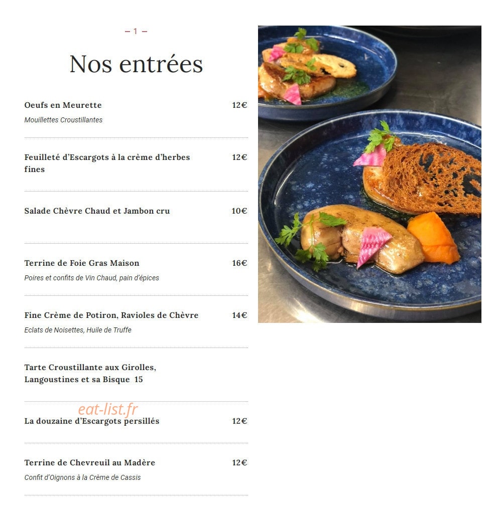 La Petite Auberge — carte page 2