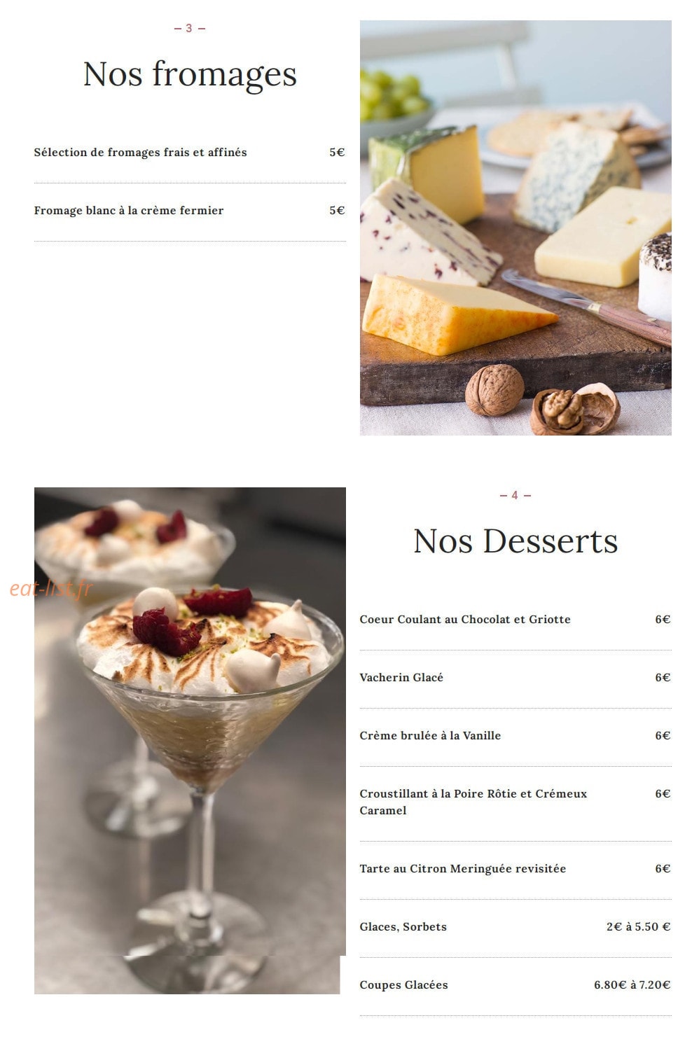 La Petite Auberge — carte page 4