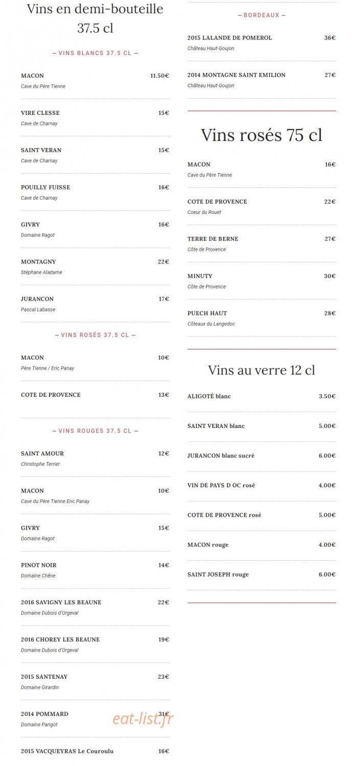 La Petite Auberge — carte page 6