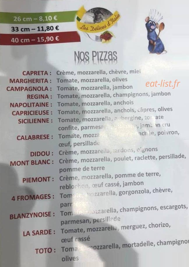 Les Délices d'Italie — carte page 1