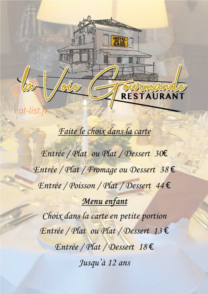Carte et menu de La Voie Gourmande à Saint Gengoux le National — Les formules, menu enfant