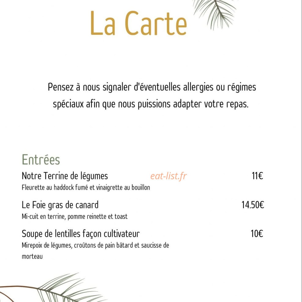 Restaurant l'Épine — carte page 1