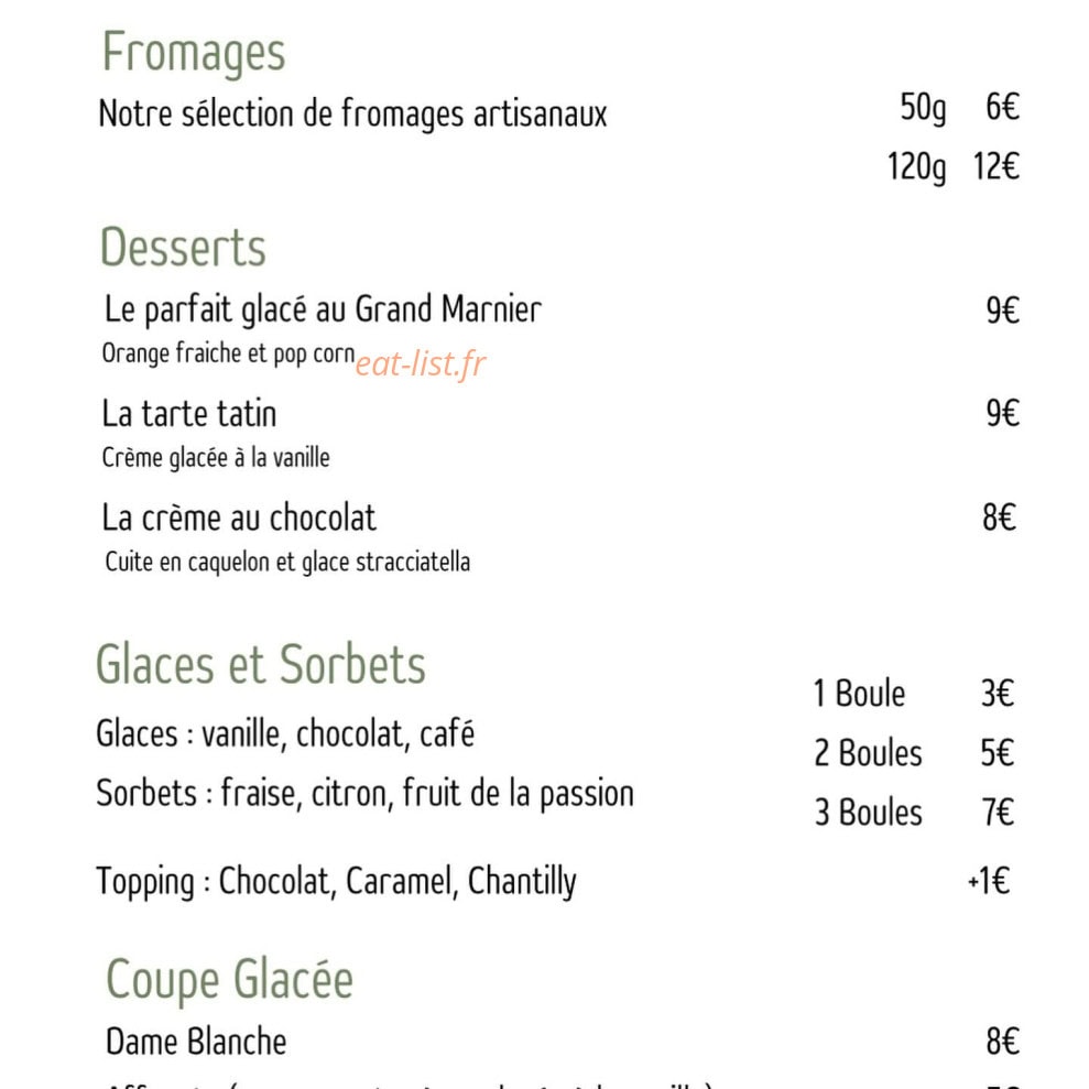 Restaurant l'Épine — carte page 2
